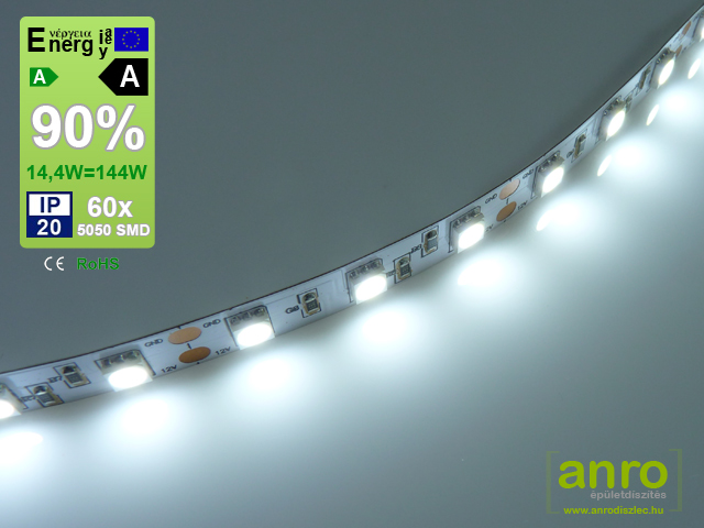 LED szalag kültéri (5050-60) - hideg Legerősebb!