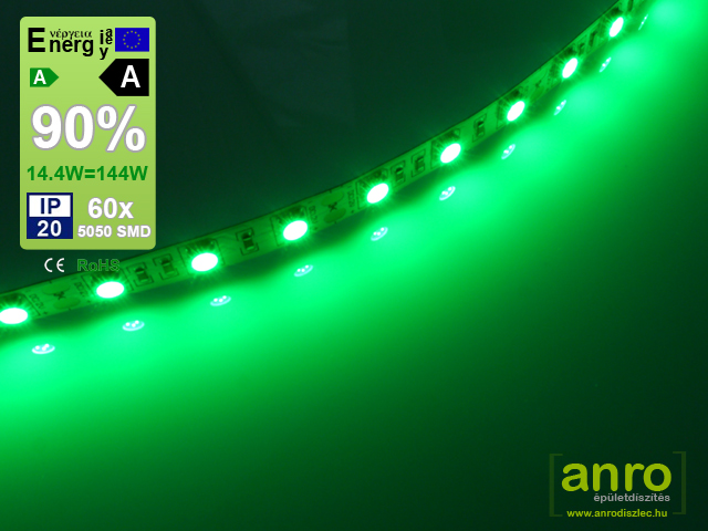 LED szalag beltéri (5050-60) - zöld Legerősebb!
