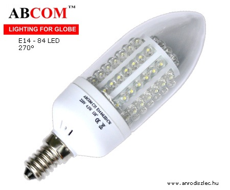 XX-LED lámpa E14 gyertya (84 LED/AB) 4,5W hidegf. - Készlet e.