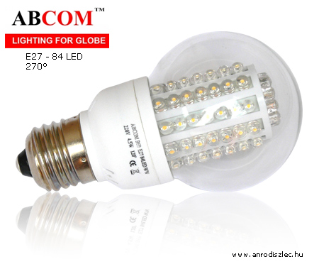 Végkiárusítás: LED lámpa E27 (84 LED/PN) 4,5W meleg