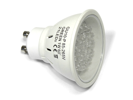 x.LED lámpa GU10 (DIPx21/1W/60°) Zöld