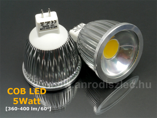 LED lámpa MR16 (COB LED/5W/60°) meleg fehér