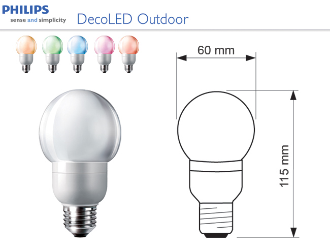 x. LED lámpa E27 (DIP LED/1.5W/270°) RGB IP44 -Philips