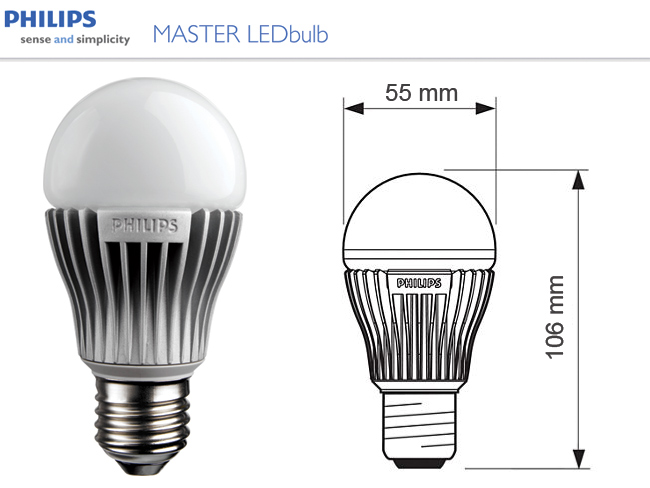 x. LED lámpa E27 (PowerLED/6W/250°) meleg fehér -Philips D