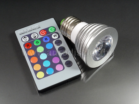 LED lámpa E27 (PowerLED/3W/36°) RGB távirányítós