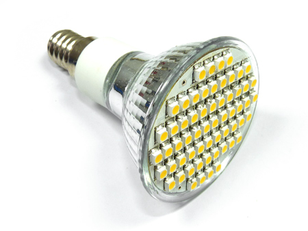 x.LED lámpa E14 (SMD3528x60/4W/120°) meleg
