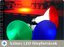 Színes LED lámpák és LED reflektorok