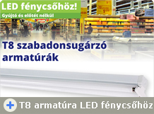 T8 szabadonsugárzó armatúrák LED fénycsőhöz