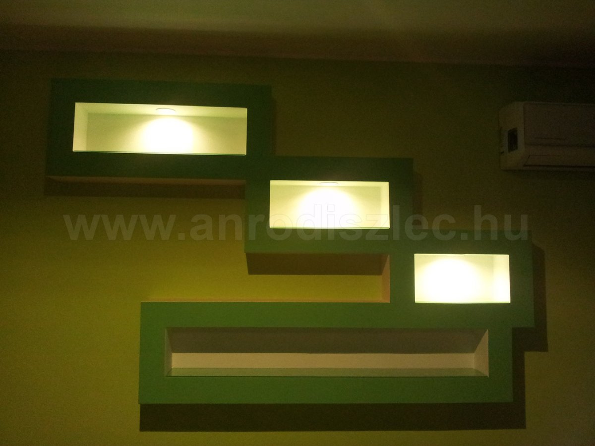 Gipszkarton polc világítása LED lámpával