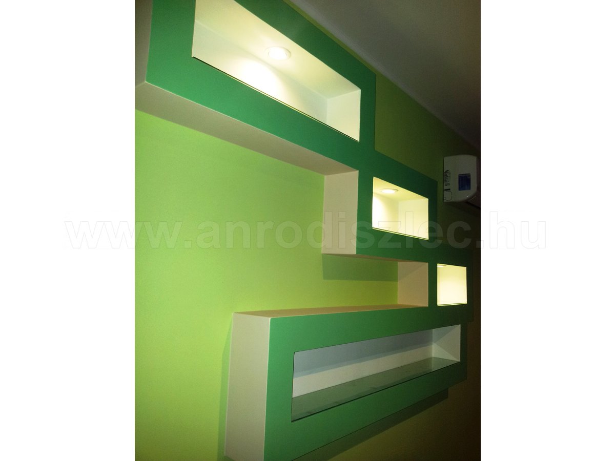 Gipszkarton polc világítása LED lámpával