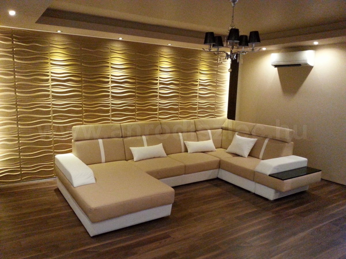 3D falpanel berendezett nappaliban