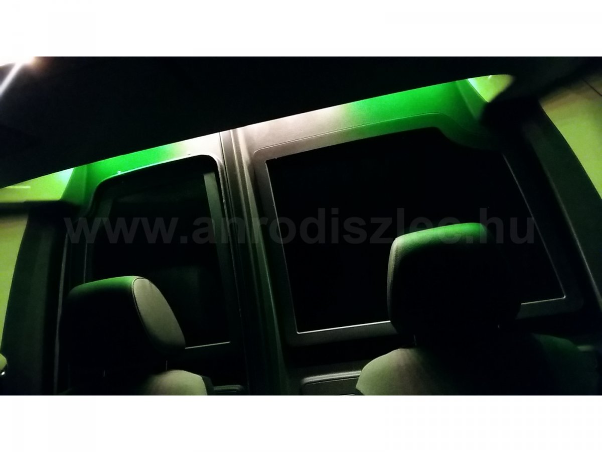 VW Caddy utastér világítás fehér és zöld ledekkel