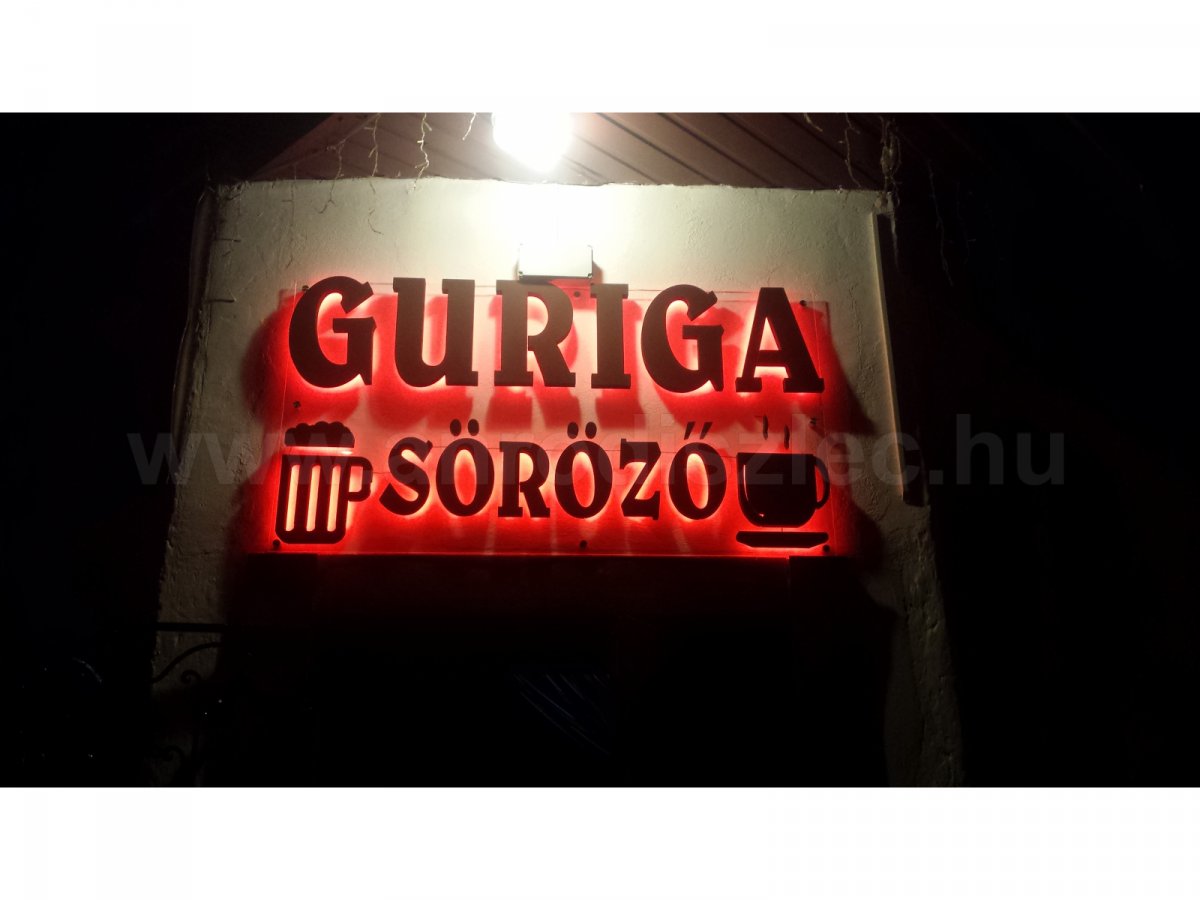 Guriga söröző - Felirat világítás piros led szalaggal