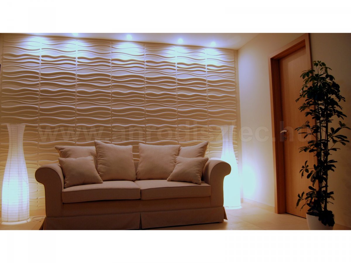 3D falpanel nappaliban, led világítással