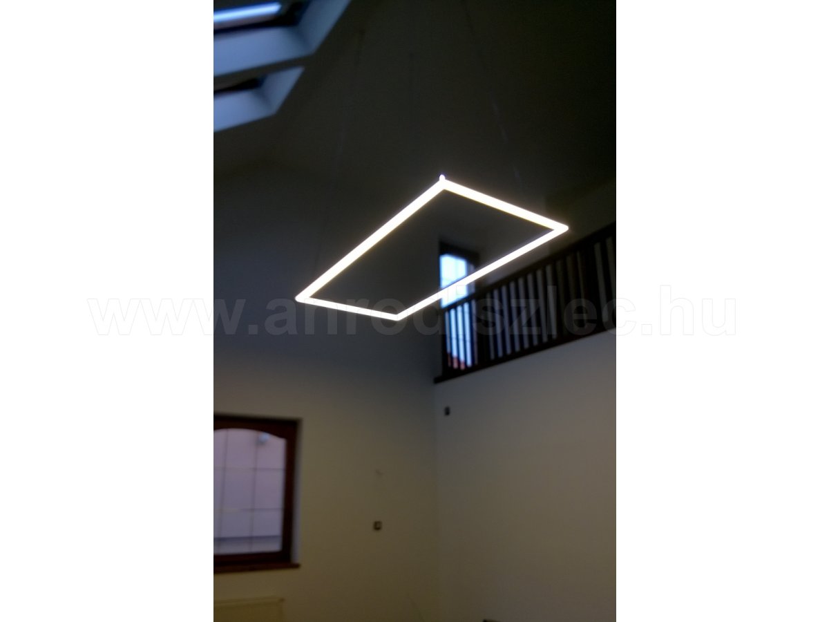 Modern csillár LED profilból (szögletes keret, led szalag megvilágítással)