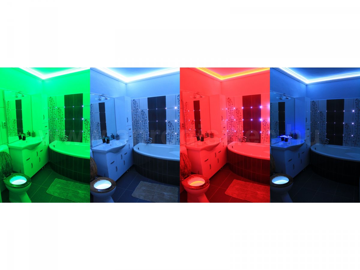 RGB LED színváltós mennyezeti világítás fürdőszobában