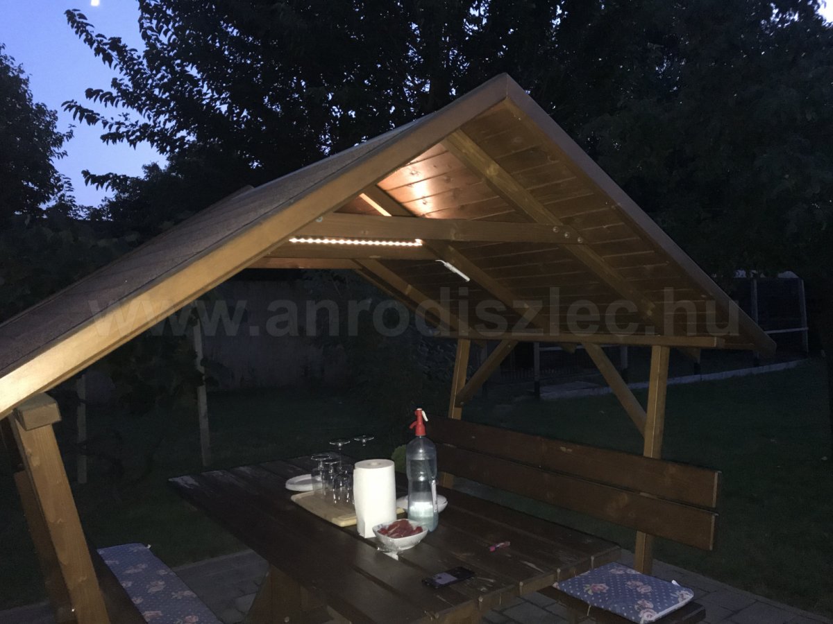 Éjszaka filagória világításhoz kiváló az elemes led szett, nem kell hozzá áram.