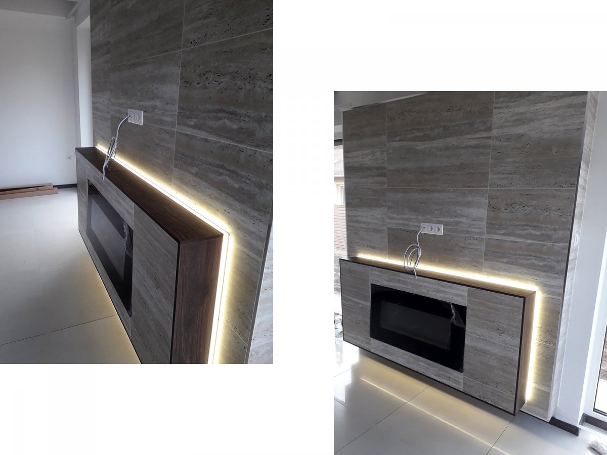 Modern kandalló, modern led világítással 