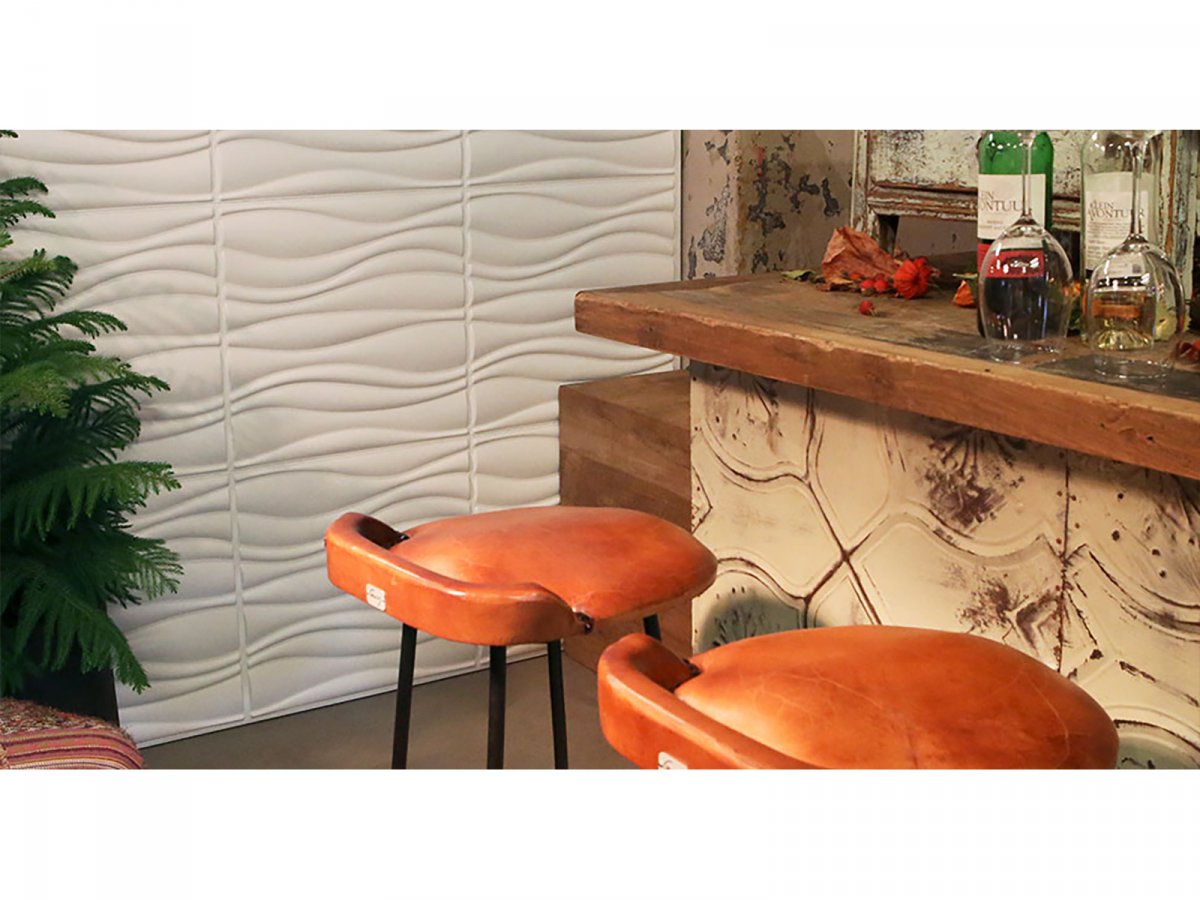 WallArt 3D falpanel, falburkoló lap beépítve: Waves minta a konyhában