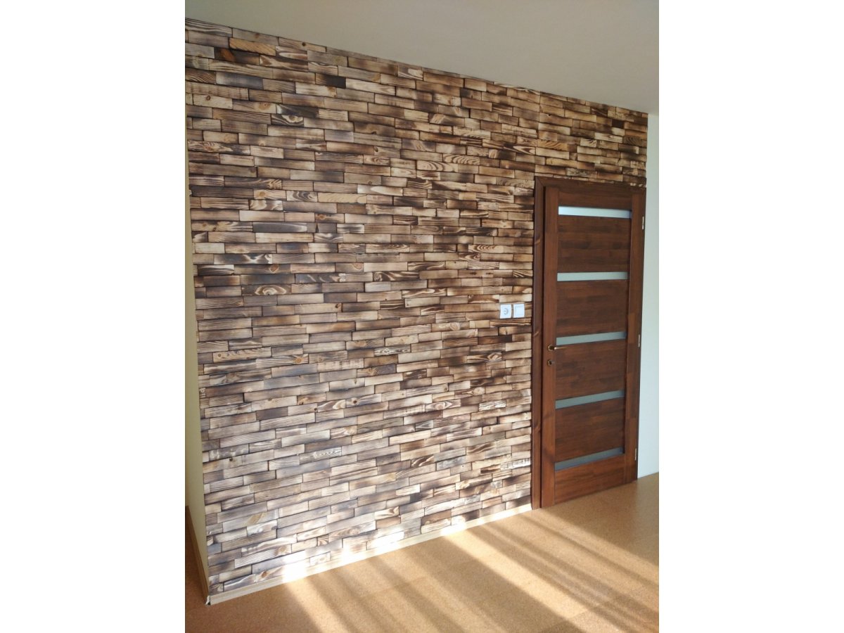 Wallure Fa panel a nappaliban, égetve 