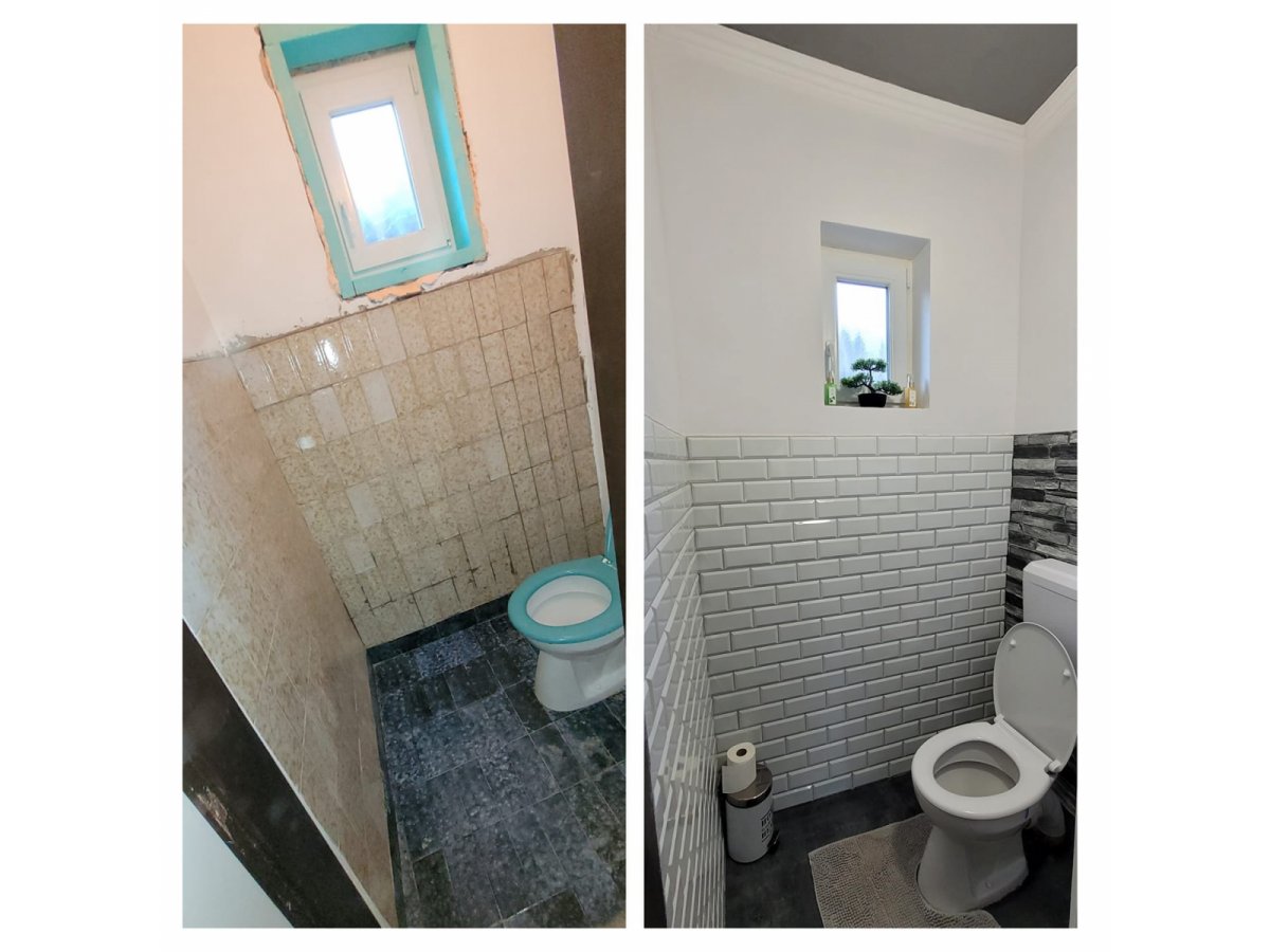 A PVC falburkolat csodákra képes! A múlt egy régi wc, a jelen pedig egy igazán szemrevaló toalett!